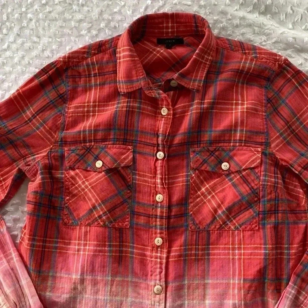 Jcrew Up Cycled Women Handmade Bleach Disney Minnie Mouse Flannel Sz 12 - Picture 8 of 11